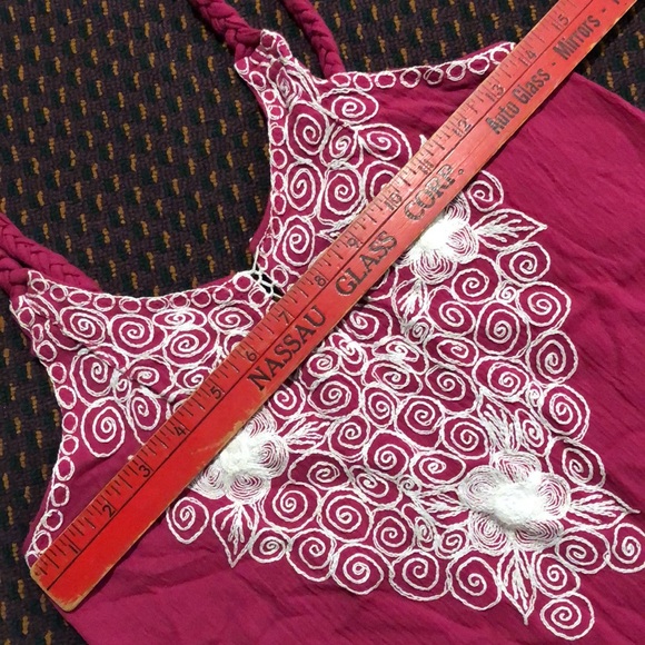 Boho red cotton embroidered cami top - Picture 14 of 14